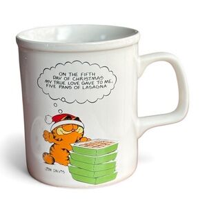 Vintage Garfield Coffee Cup with Cover Mug 1978 Christmas